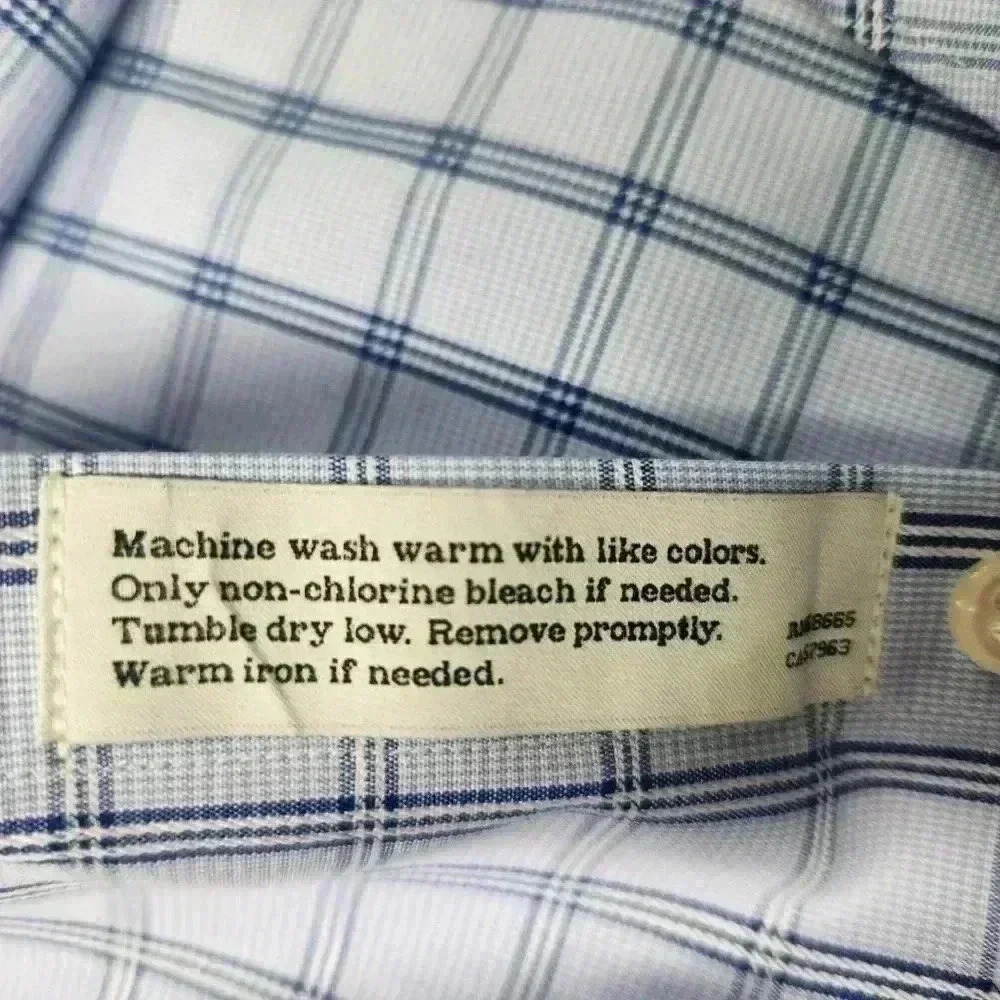 Nordstrom Smartcare Button Shirt Size 16 33 Wrinkle Free Cotton Blue White *READ - Picture 5 of 11